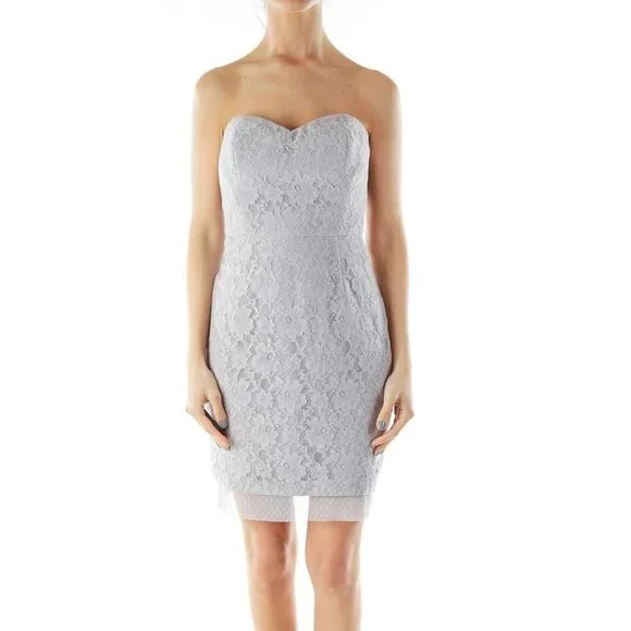 BCBG MaxAzria Gray Lace Strapless Dress - Picture 1 of 3